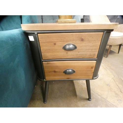 1458 - A wood and metal two drawer industrial style chest