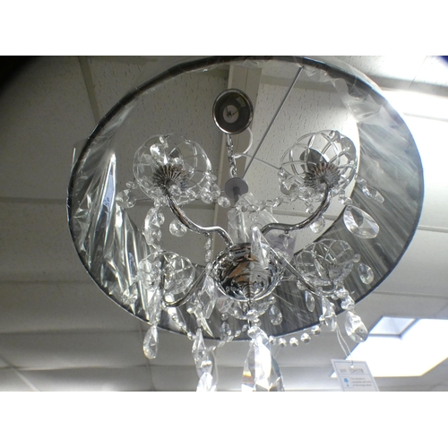 1466 - A chrome five arm chandelier with black shade