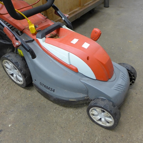 2295 - A Cobra electric lawnmower (model:- GTM34) - failed electrical safety test due to damaged cable - so... 