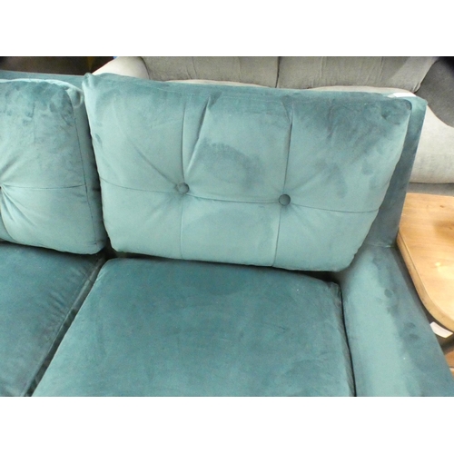 1456 - A turquoise velvet corner sofa