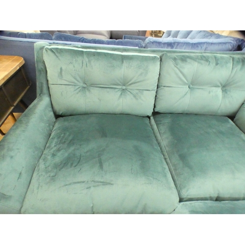 1456 - A turquoise velvet corner sofa