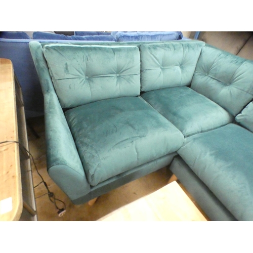 1456 - A turquoise velvet corner sofa