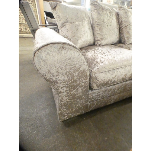 1539 - A mink crushed velvet upholstered RHF corner sofa