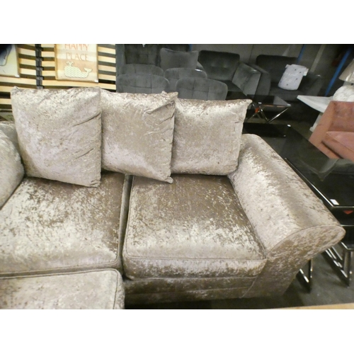 1539 - A mink crushed velvet upholstered RHF corner sofa