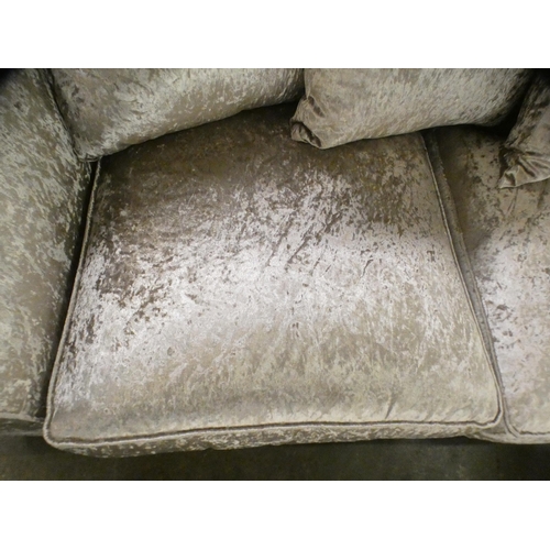 1539 - A mink crushed velvet upholstered RHF corner sofa