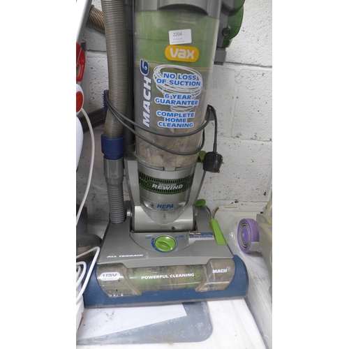 2204 - Assorted vacuum cleaners including Vax mach6, Bolin steam mop, hoover vortex and Beldray turbo