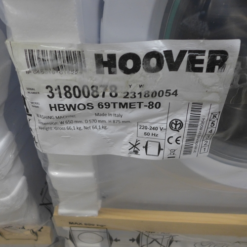 2207 - An integrated Hoover washing machine - model no.:- HBW0S-69TMET-80 (damaged in transit, sold for spa... 