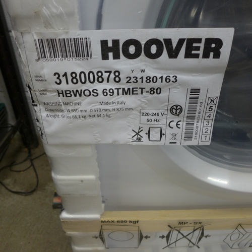 2211 - An integrated Hoover washing machine - model no.:- HBW0S-69TMET-80 (damaged in transit, sold for spa... 