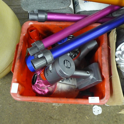 2367 - Two boxes of assorted Dyson vacuum parts