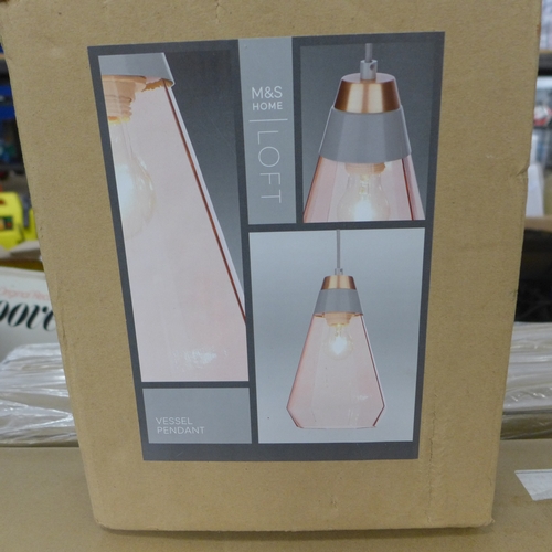 2461 - Four M&S pendant lights and an M&S loft vessel pendant light