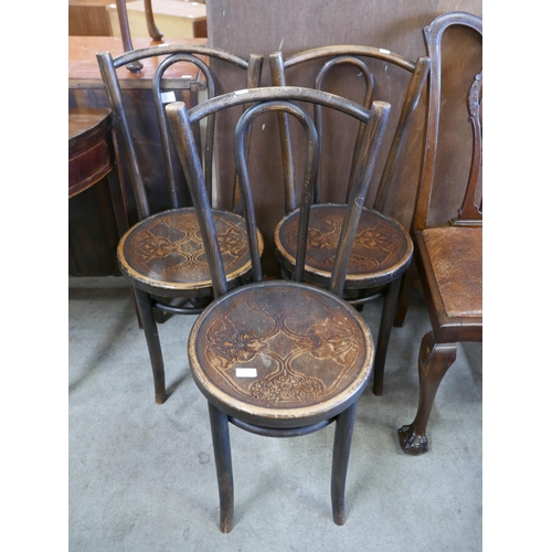 128 - A set of three Art Nouveau beech bentwood chairs