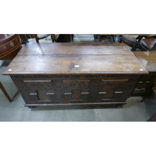 137 - An 17th Century Flemish carved oak coffer