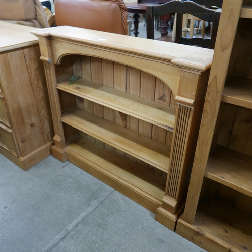 143 - Two pine open bookcases