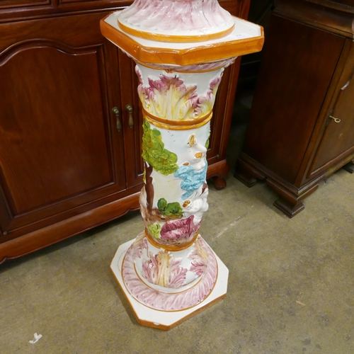 208 - An Italian Capodimonte porcelain jardiniere on stand