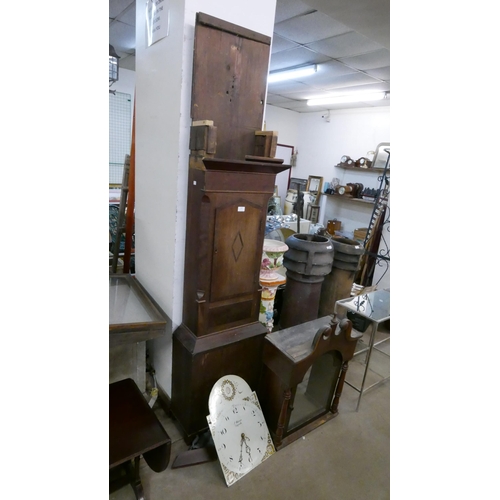 209 - A 19th Century oak 30-hour longcase clock, the painted dial signed J. Marvin, Sapcote, a/f