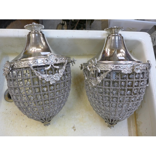 245 - A pair of French Empire style pear shaped chandeliers