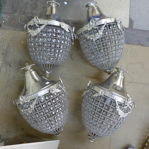 247 - A set of four French Empire style pear shaped chandeliers