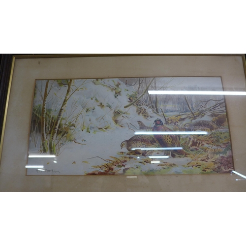 262 - A pair of Henry Stannard prints, Partridges in Snow, framed