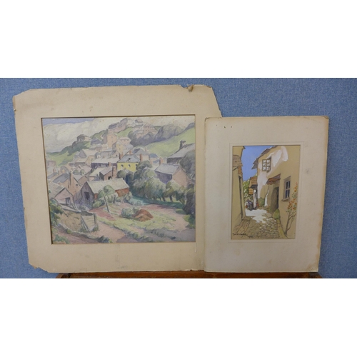 269 - Cornish School, two views of St. Ives, watercolours, both unframed