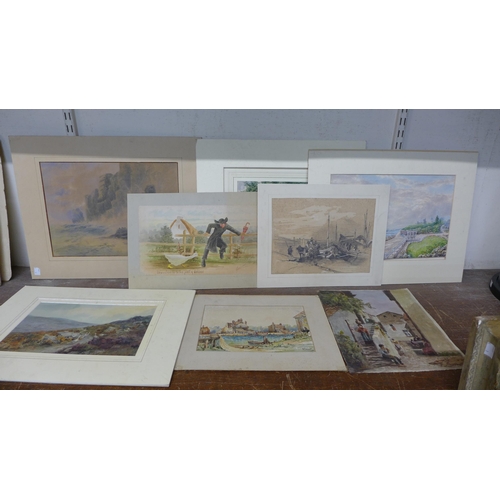 270 - Nine 19th/early 20th Century landscape watercolours, all unframed