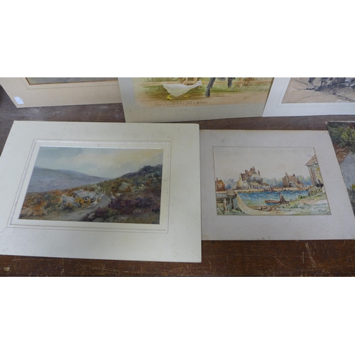 270 - Nine 19th/early 20th Century landscape watercolours, all unframed