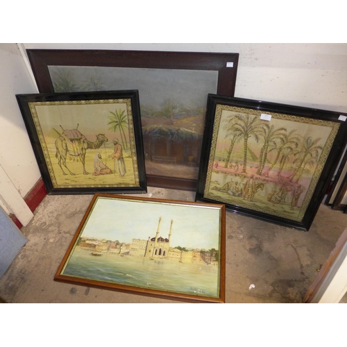 273 - Two North African oils, landscapes and two tapestries