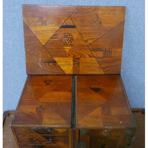 287 - A Japanese inlaid wooden table top kodansu cabinet