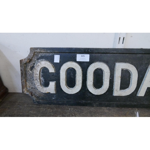 305 - A cast iron Goodall Street sign