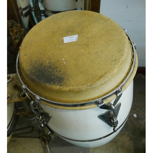 321 - A pair of percussion drums on stand