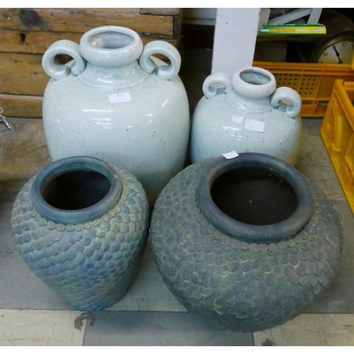 322 - Two pairs of pottery vases