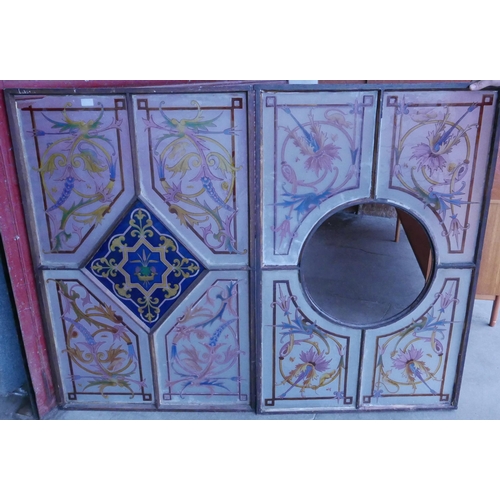 324 - Two Victorian glazed and etched panels