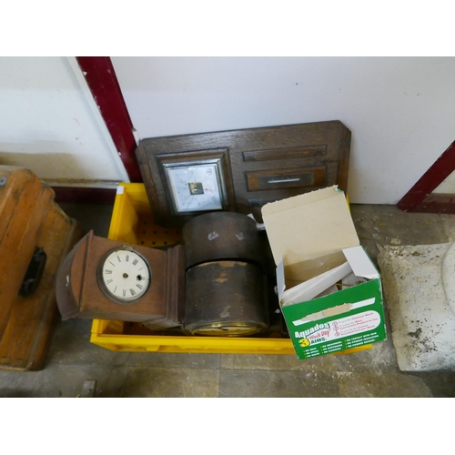 331 - Four boxes of assorted mantel clocks, barometers, etc.