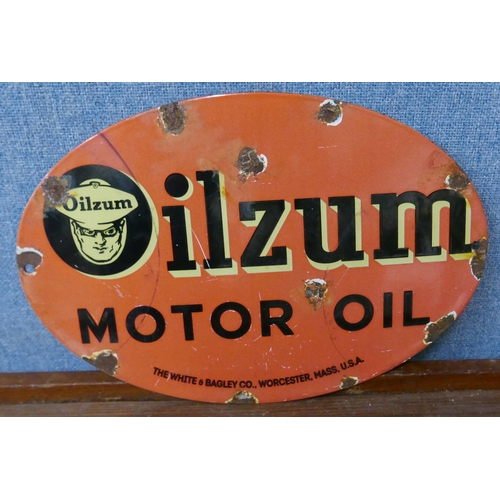 332 - An enamelled Oilzum advertising sign