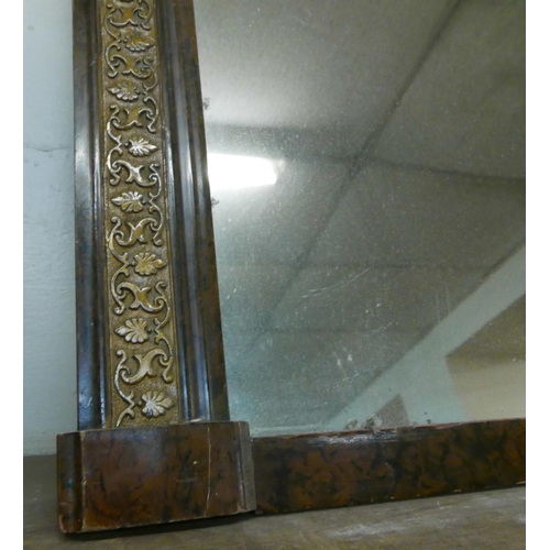 334 - A Victorian simulated walnut and gilt gesso framed overmantel mirror