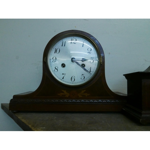 335 - Three early 20th Century inlaid mahogany mantel clocks