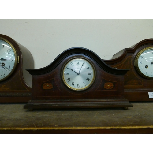 335 - Three early 20th Century inlaid mahogany mantel clocks