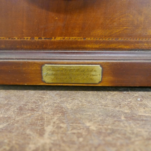 336 - Two Edward VII inlaid walnut mantel clocks and an oak mantel clock