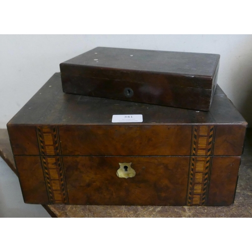 341 - An Edward VII inlaid burr walnut box and one other