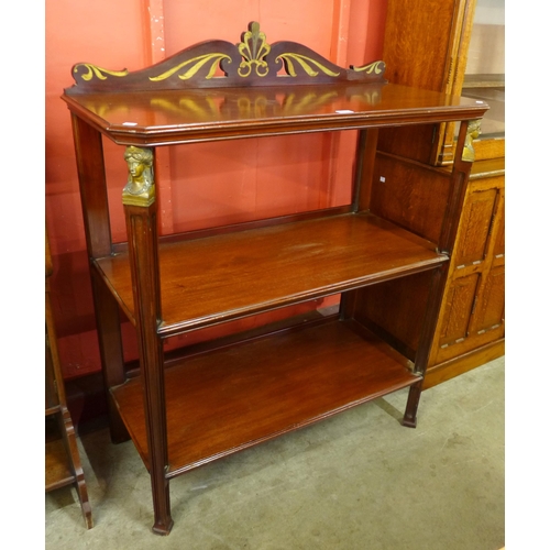 60 - A 19th Century French Empire style mahogany and brsss inlaid three tier dumb waiter