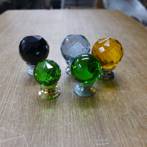 2441 - Glass knobs; 110 x 25mm, 130 x 30mm, 30 x 35mm and 48 x 40mm