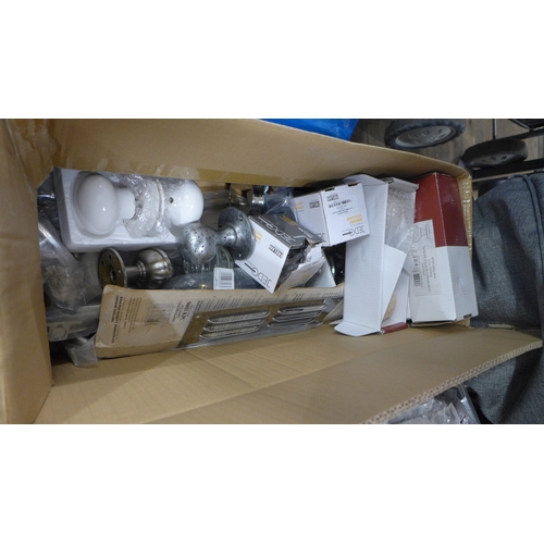 2464 - Three boxes of security and ironmongery including locks and lock fiscals and door handles and 33 sta... 