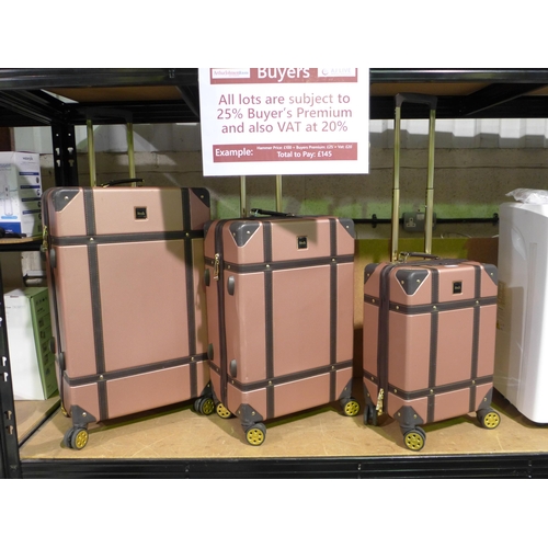 3040 - Rock Vintage Pink Three Piece Luggage Set, original RRP £183.33 + VAT  (305-86)    * This lot is sub... 