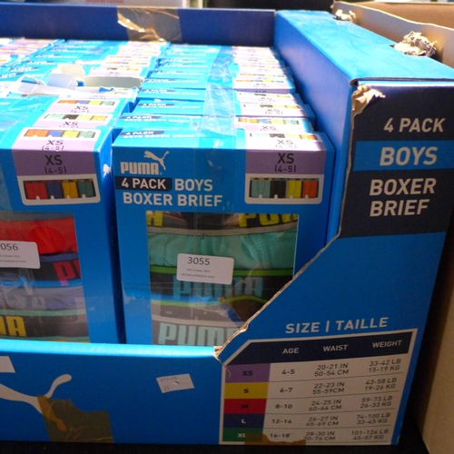 3055 - Eleven packs of boy's Puma boxer shorts - mixed colours - UK Size XS (4-5) * This lot is subject to ... 