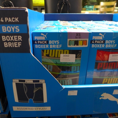 3060 - Eleven packs of boy's Puma boxer shorts - mixed colours - UK Size XS (4-5) * This lot is subject to ... 