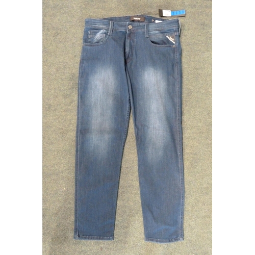 3077 - Four pairs of men's branded jeans: Replay & Lee - mixed sizes and styles * this lot is subject to VA... 