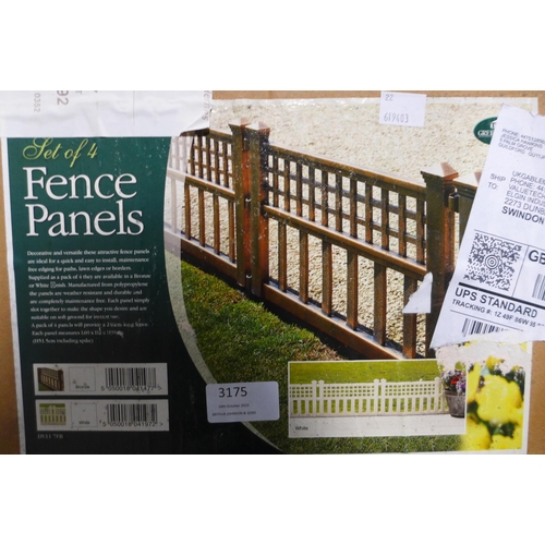 3175 - Six Sets of Four Picket Style Fence Panels (no ref)