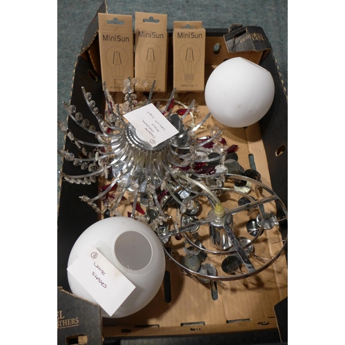 3184 - Quantity of misc. ceiling lights/shades and bulbs (2,5,6)