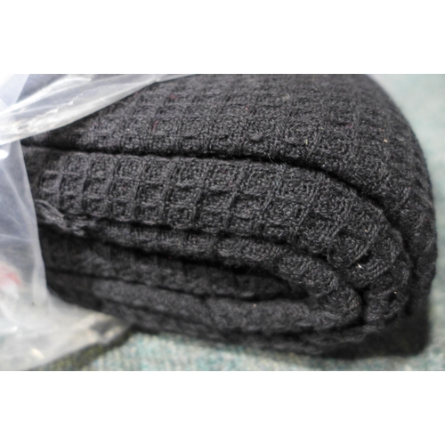 3192 - Two Black Mixed Style Blankets (no ref)