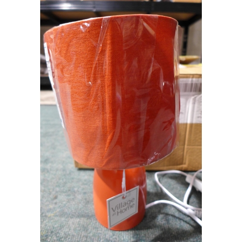 3206 - Pair of Orange Table Lamps with Fabric Shades (26)