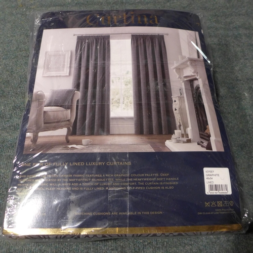 3209 - Two Pairs of Fully Lined Luxury Grey Curtains - 117 x 137cm (Z)